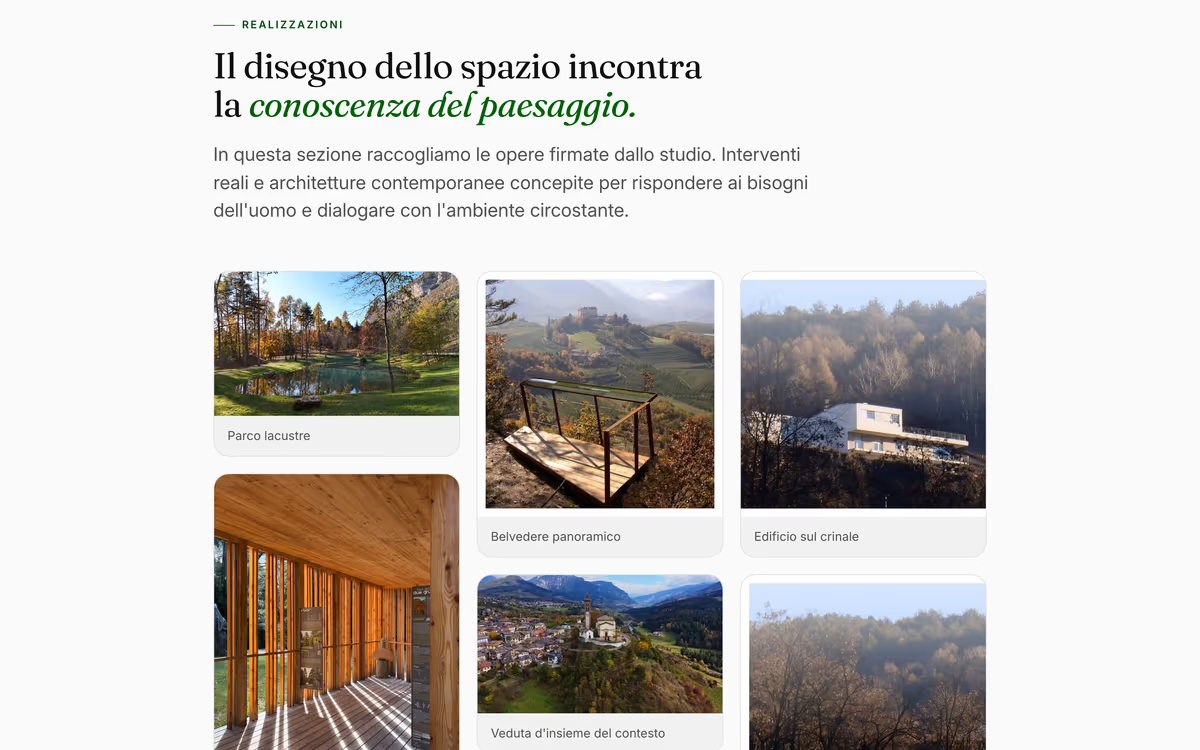 Sito AMP — le realizzazioni: «Il disegno dello spazio incontra la conoscenza del paesaggio»
