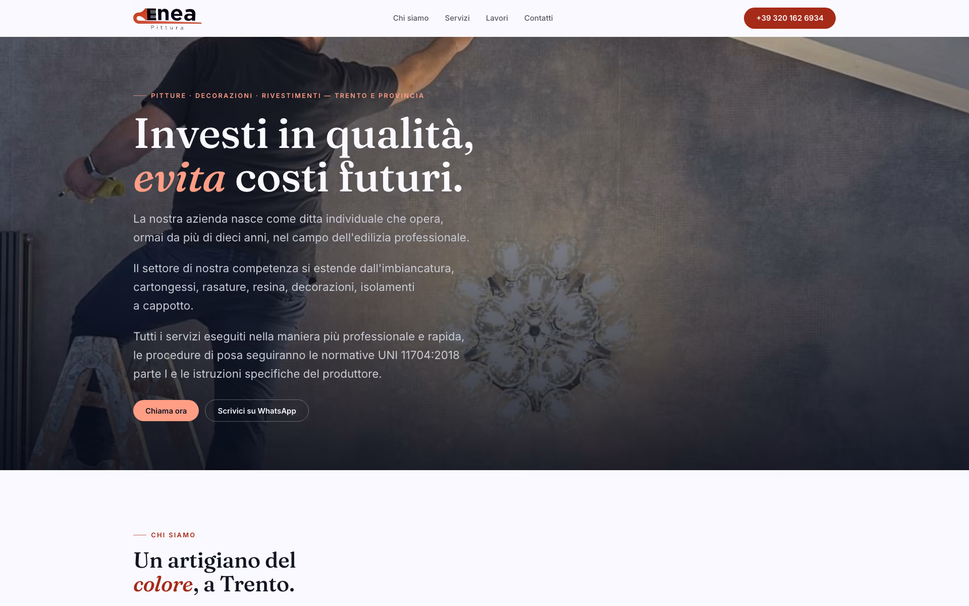 Sito Enea Pittura — la hero, dal vivo