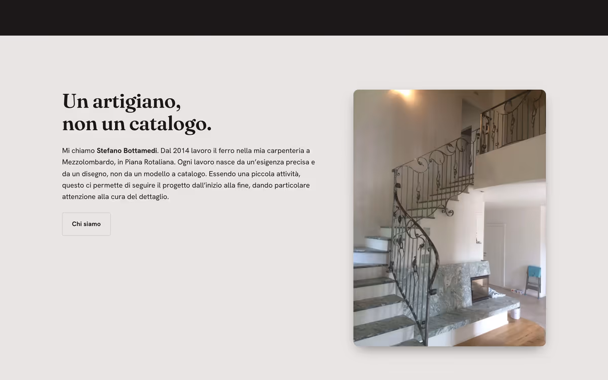 Sito ESSEBI — «Un artigiano, non un catalogo»
