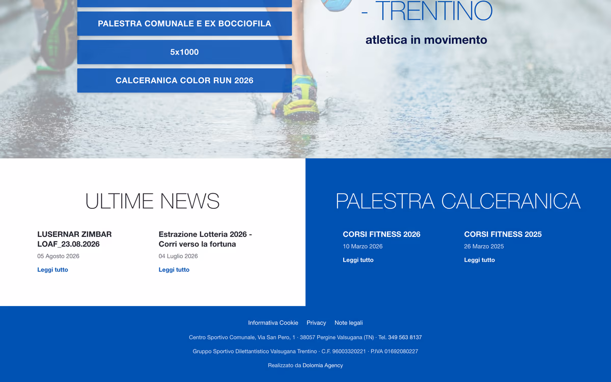 Sito GS Valsugana — le ultime news e la palestra di Calceranica