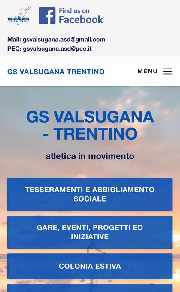 Sito GS Valsugana Trentino — la hero vista dal telefono