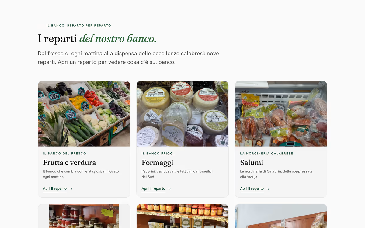 Sito Natural Fruit — «I reparti del nostro banco»