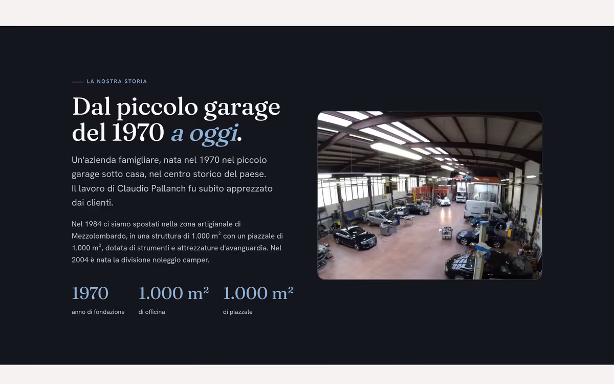 Sito Pallanch — la storia dal 1970, coi numeri dell’officina